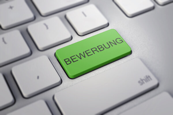 Bild vergr&ouml;&szlig;ern: Eine Gr�ne PC-Enter-Taste mit der Beschriftung Bewerbung